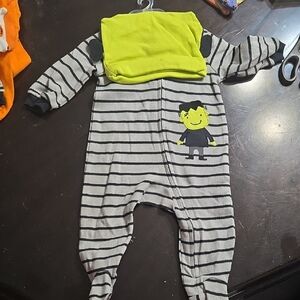 Halloween CostumeCarter's Black and White Striped Footie Frankenstein